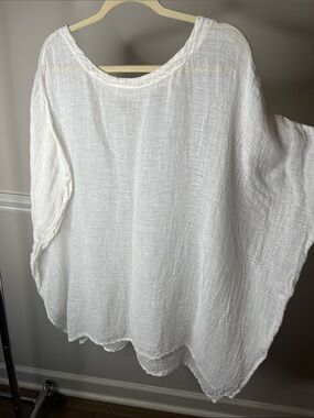 Women's latte hand loomed Tunic Top by La Bottega.